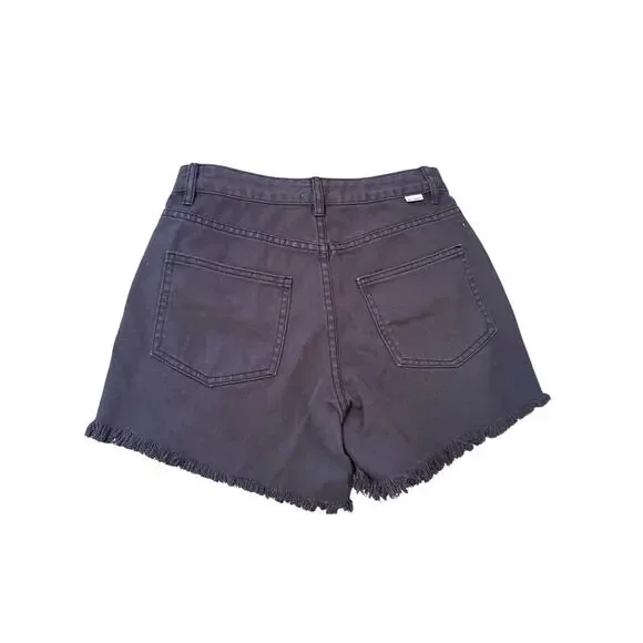 Billabong Distressed Denim Shorts Black High Rise Sz W27 - Picture 3 of 8